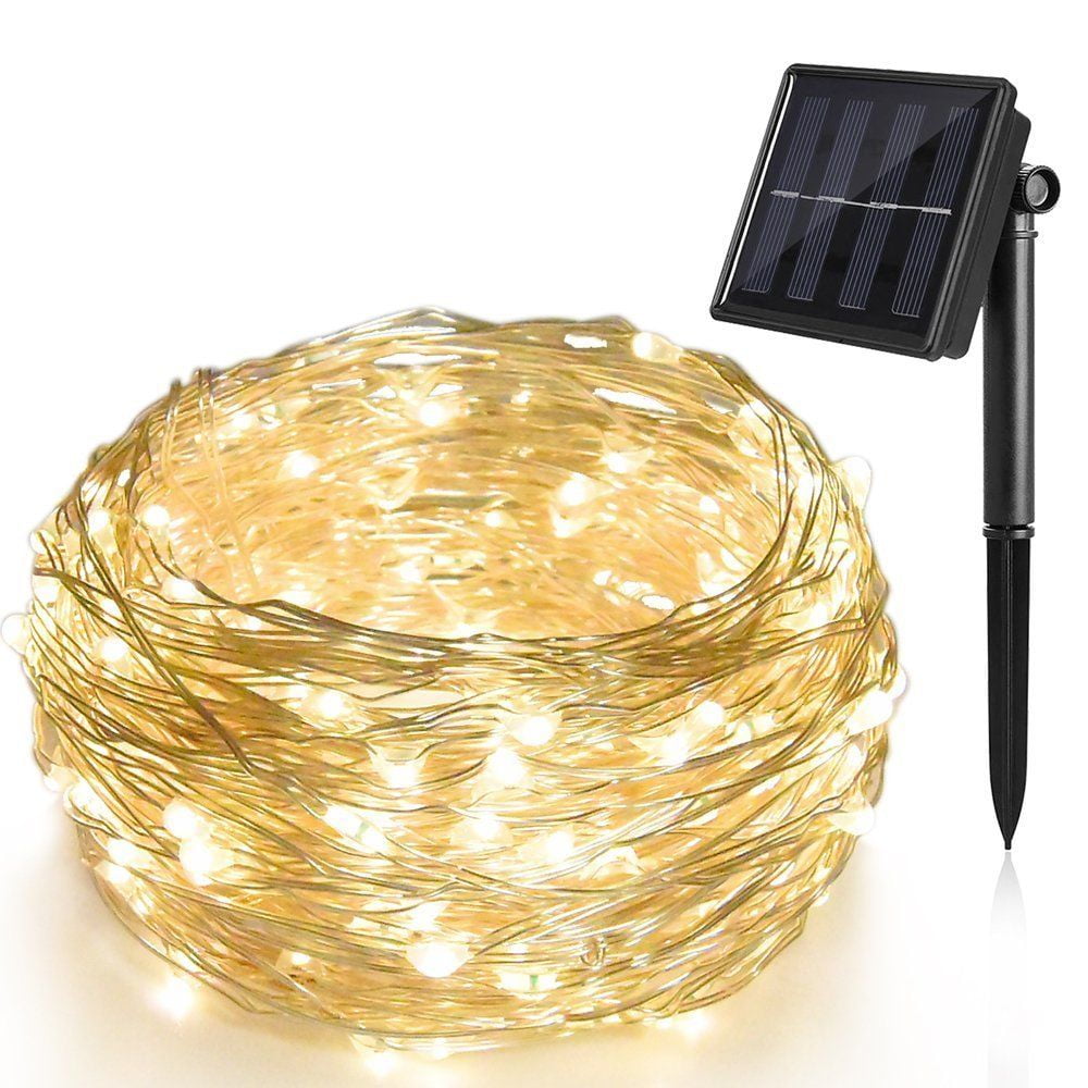 Solar Powered Rope Led String Fairy Lights Strip Waterproof Outdoor Garden Patio 