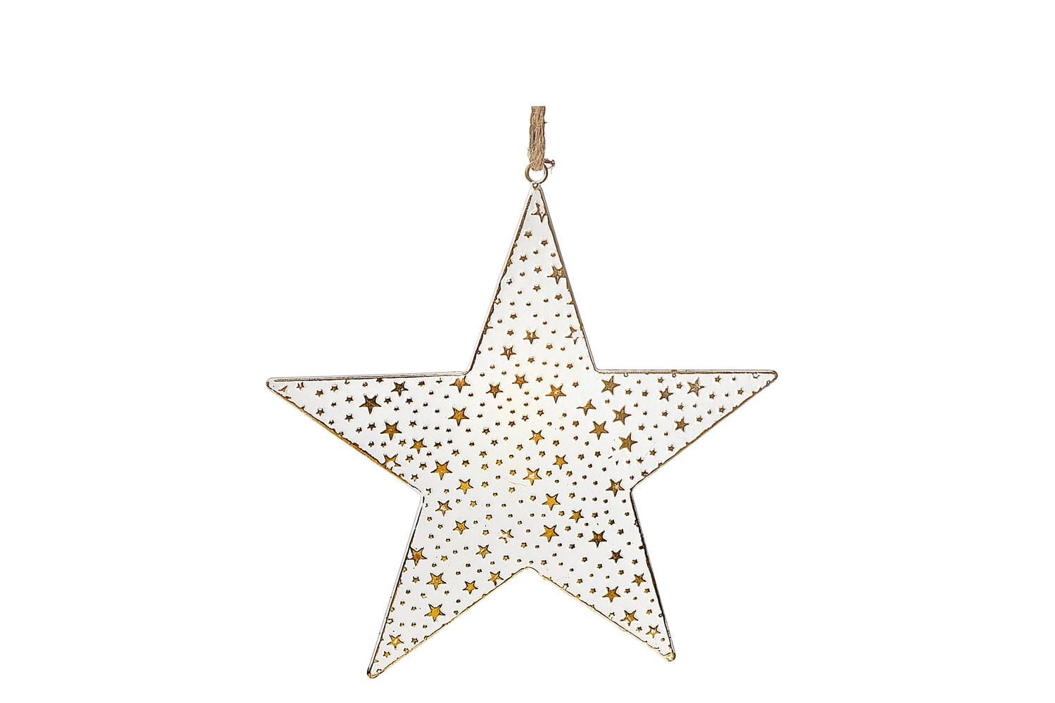 White And Gold Star Ornament Medium
