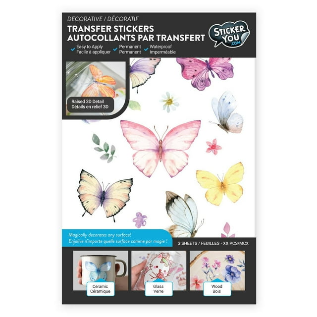 StickerYou Pastel Butterfly Decorative Transfer Stickers
