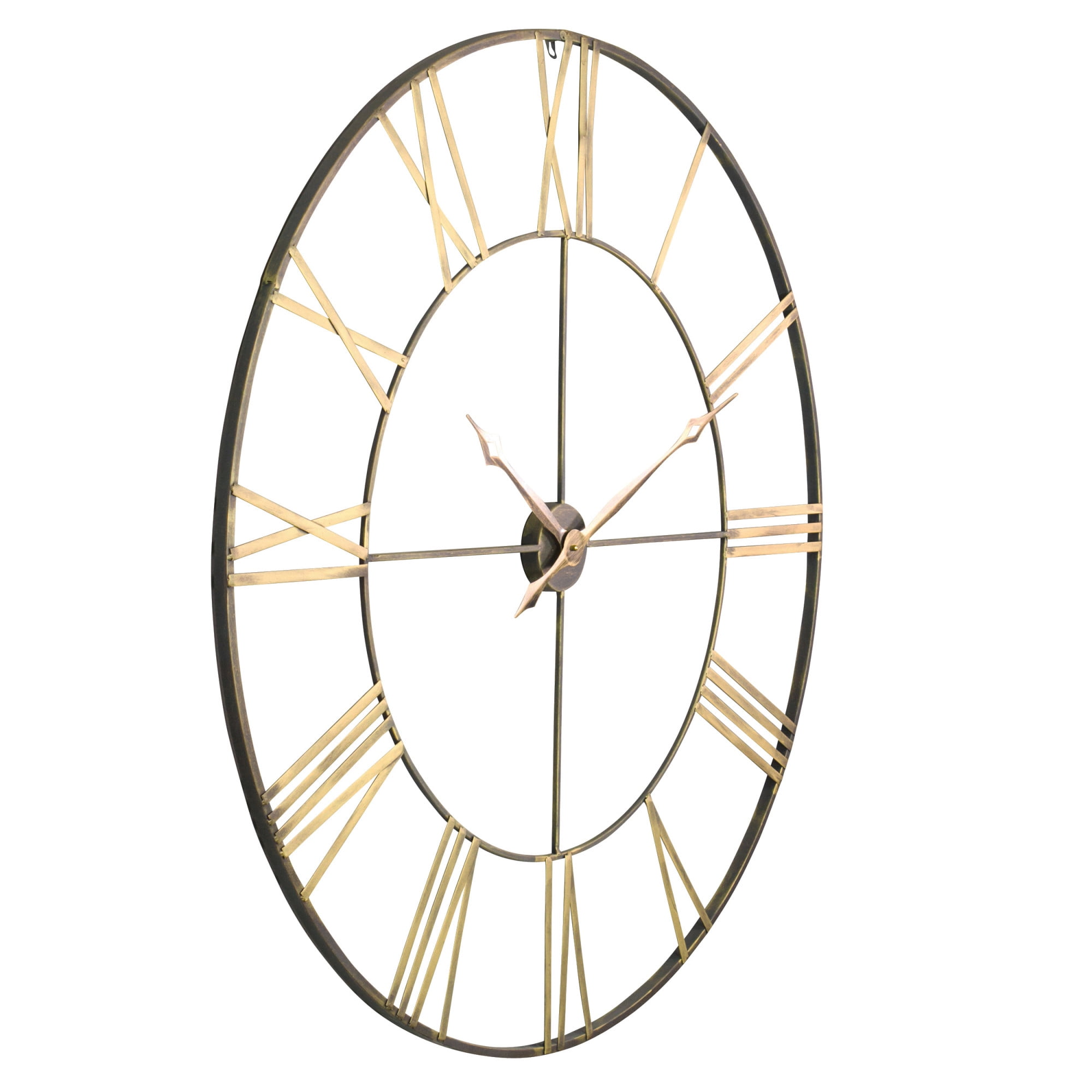 Aspire Home Accents Gold Brass Analog Bedford 40 in. Round Metal Wall Clock  