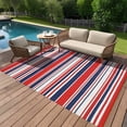 thumbnail image 3 of EastVita 9 x 18 ft(actual size) Plastic Red Dark Blue White Rectangular Beach Front Porches Patio Picnic RV Camping Garage Geometric Modern Area Rug, 3 of 10