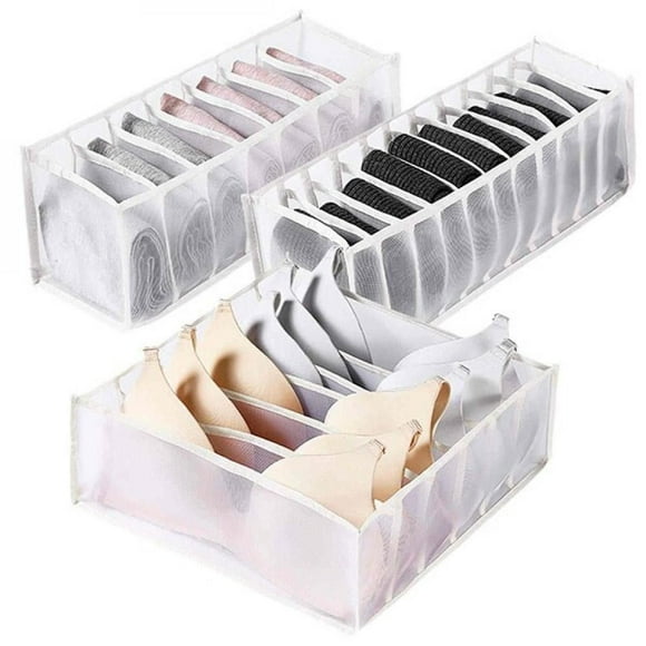 3pcs Folding Drawer Storage Box Compartmental Wardrobe Storage Box Suitable For Underwear Bras And Socks. These Organizers Can