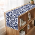 thumbnail image 6 of Blue Spring Floral 90 Inch Table Runner, Summer Botanical Farmhouse Farmhouse Dresser Scarf Cotton & Linen Tablerunner for Dining/Kitchen Island/Holiday Party Décor 13" x 90", 6 of 9