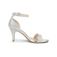 thumbnail image 3 of BLISSFUL STEP Women's Sandals Ankle Strap Stiletto Heels Glitter Sandals Silver 11, 3 of 6