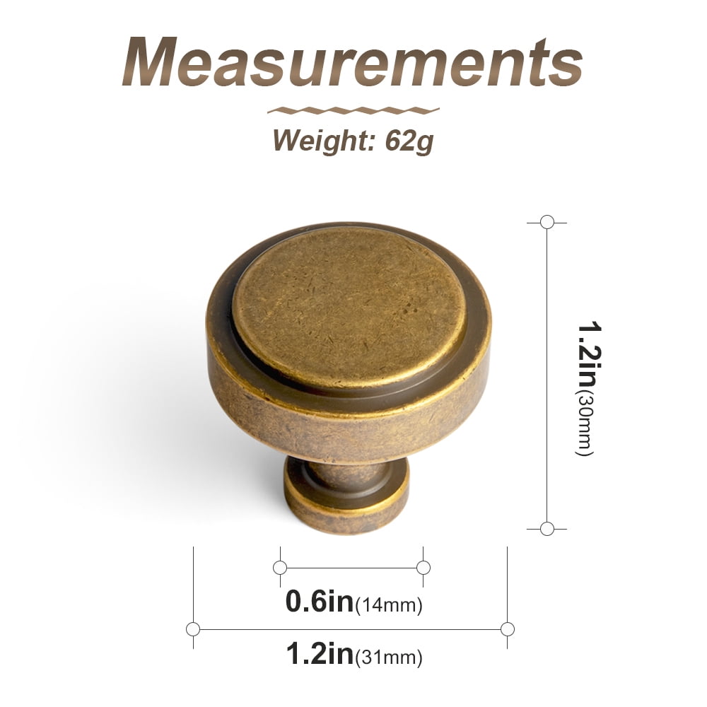 Goo-Ki Antique Brass Cabinet Drawer Knobs Zinc Alloy Kitchen Hardware,Modern Single Hole Bar Pull Handles for Cupboard Wardrobe 6 Pack