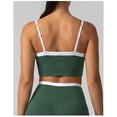 thumbnail image 4 of PISONIC Women 2 Piece Two-Piece Contrast Trim Yoga Set, Double Strap Square Neck Padded Sports Bra & High Waist Butt Lifting Full Length Leggings, Workout Gym Activewear Outfit, 4 of 9