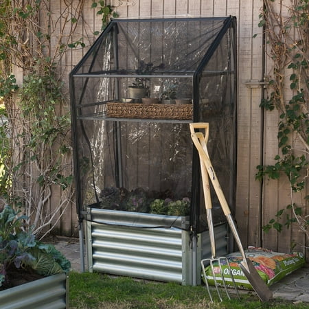 Belham Living Emery Corrugated Metal Raised Garden Bed With Belham Living Emery Corrugated Metal Raised Garden Bed With Greenhouse Cover 38l X 21 75d
