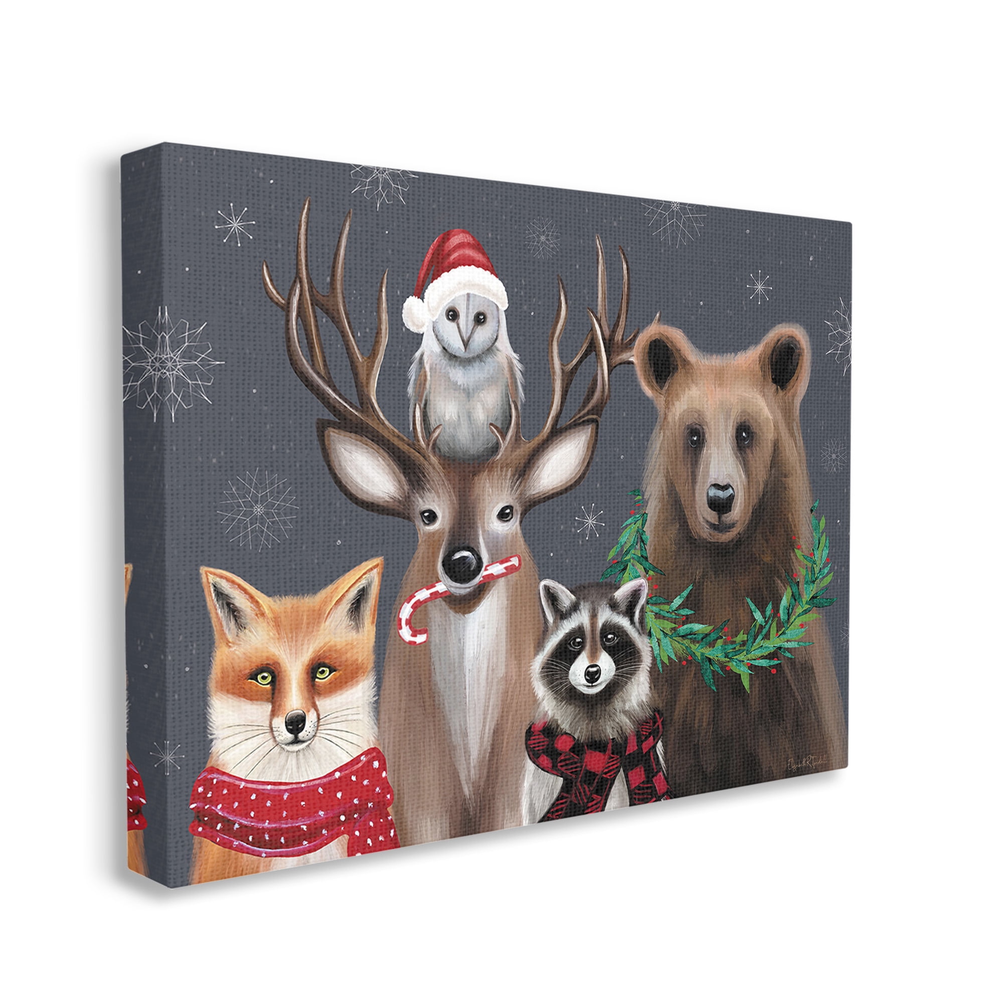 Stupell Industries Winter Woodland Animals Holiday Painting Gallery Wrapped Canvas Art Print Wall Art, 30 x 24