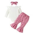 thumbnail image 4 of Curenmufel Baby Girl Outfits Fall Fall Outfits Baby Girl Newborn Rib Knit Bodysuit Romper Pants Headband Hat Baby Girl Coming Home Outfit 0 3 6 9 12 18 24 Months (White,0-3 Months), 4 of 8