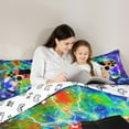 thumbnail image 5 of Manfei Graffiti Game Controller Queen Comforter Set, Teens Gamer Gaming Bedding Sets, Rainbow Tie Dye Bedding Comforter Set Breathable Home Decor, 3-Piece Reversible, 5 of 8