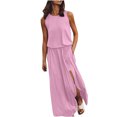 thumbnail image 2 of DailyTrove Women's Color Block Sleeveless Maxi Dress, Casual Beach & Evening Wear, Lightweight Chiffon , & Flare, Contrast Hem, 2 of 6