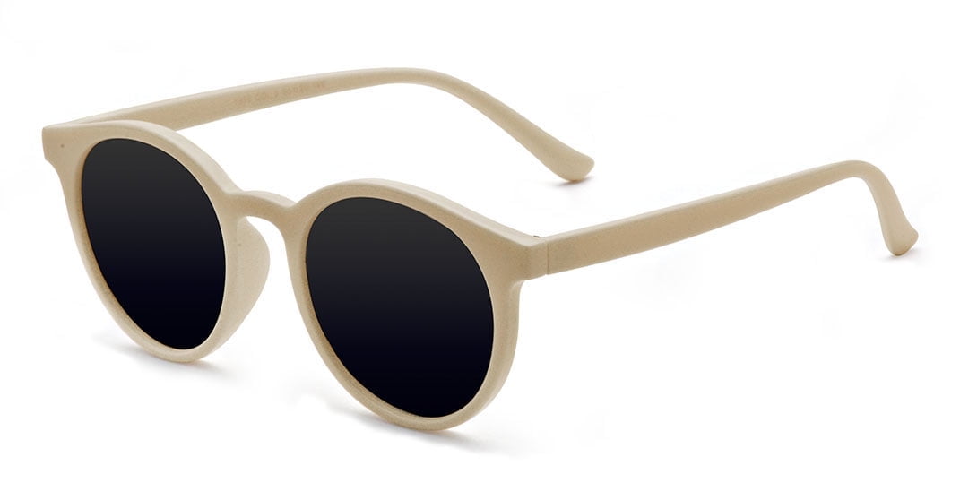 ALWAYSUV Unisex Vintage Polarized Lens Round Shades Retro Cute Women Men Summer UV 400 Protect Eyeglasses Off-White