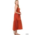thumbnail image 3 of "Women's Round Neck Sleeveless A-Line Ruffle Tiered Midi Casual Dress (DUSTY OLIVE, S)", 3 of 4