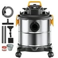 thumbnail image 1 of KFFKFF Wet/Dry Shop Vacuum in Stainless Steel, 5.5 Gallon Capacity, 6 Peak HP, Strong Suction and Blower Function, Includes 2-in-1 Crevice Nozzle, Ideal for Carpet Debris and Pet Hair Removal, 1 of 9