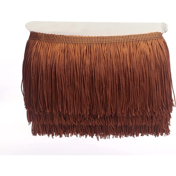 YYCRAFT 10 Yards 4 Inch Wide Tassel Curtain Fringe Trim by The Yard for DIY Sewing Crafts Clothing Curtains Decoration-Brown