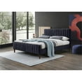 thumbnail image 2 of Omax Decor Spencer Wood/Fabric Upholstered Queen Platform Bed in Blue, 2 of 4