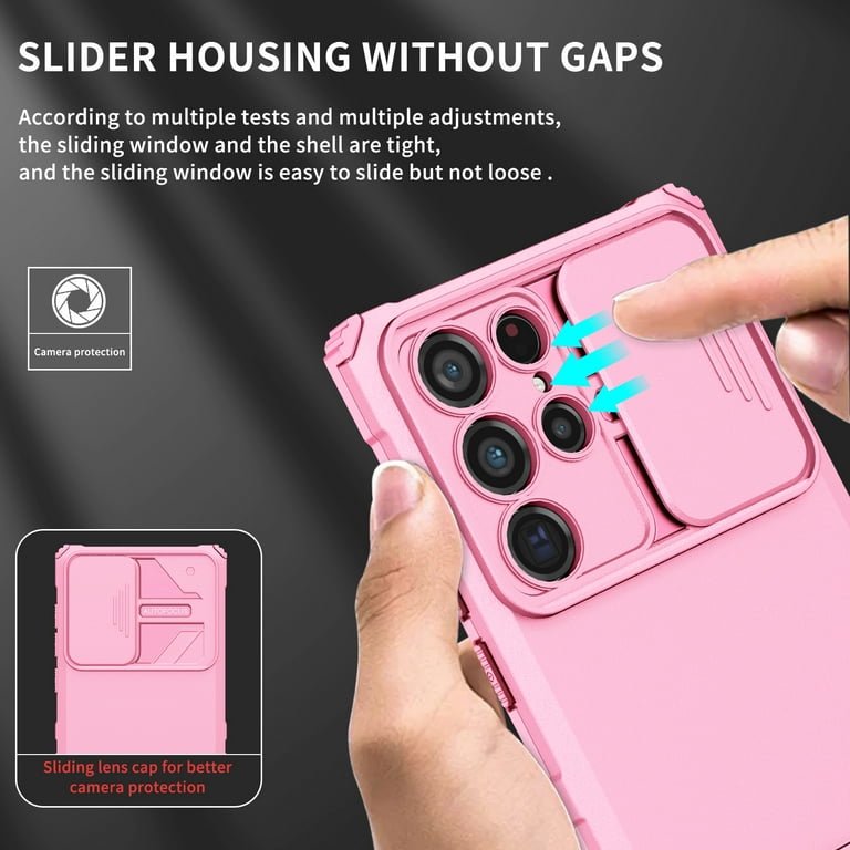 Full Protection With Mobile Phone Protective Film Slide Camera Lens Phone  Case For Samsung Galaxy S22 Ultra In Pink