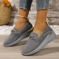 thumbnail image 4 of Pandaie Platform Wedge Loafers for Women Comfortable Slip on Sneakers Lightweight Orthopedic Walking Shoes with Arch Support Grey 8.5, 4 of 8