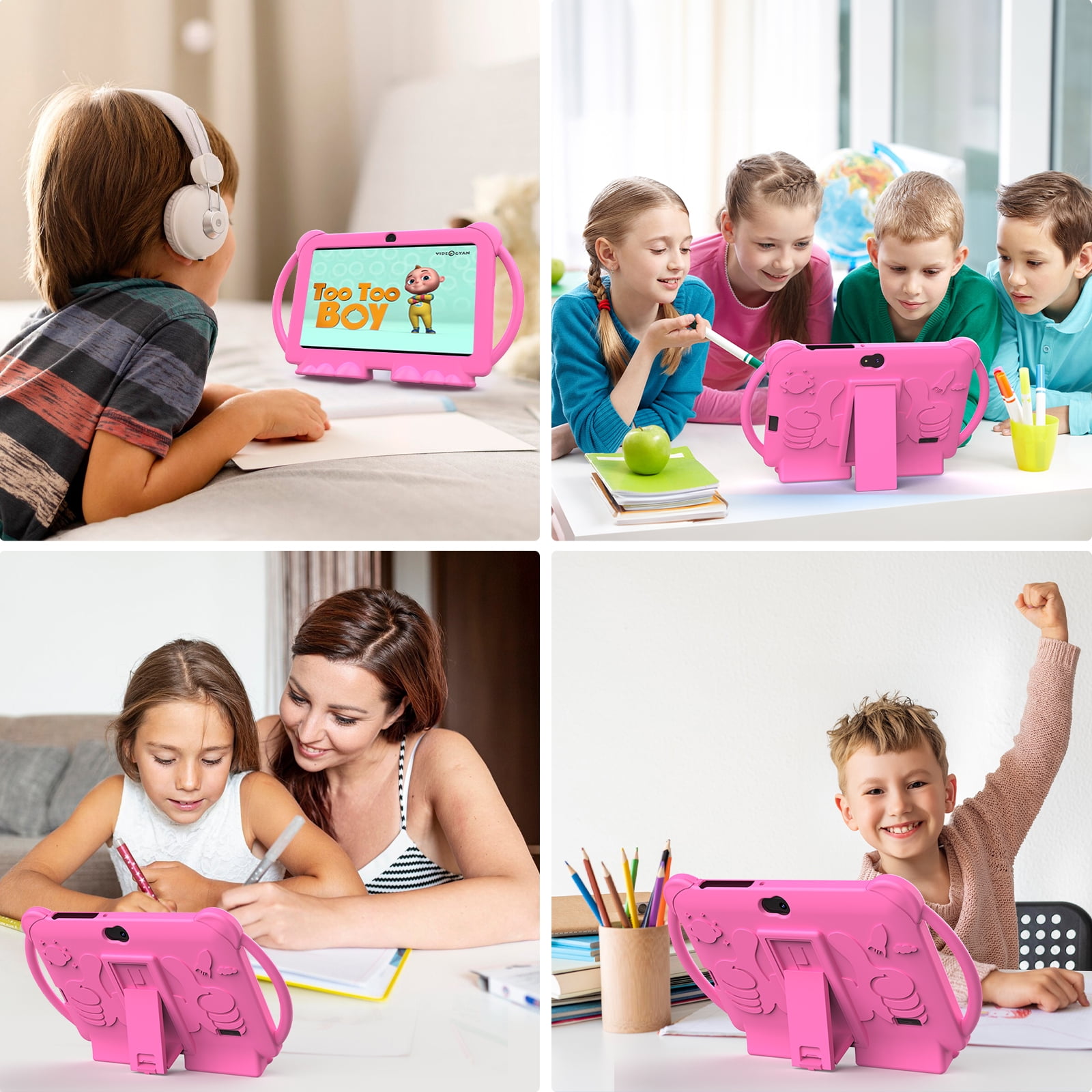 2024 Kids Tablet, Android 12 Tablet for Kids 7 inch, 4+32GB ROM(1TB Expand) Pink