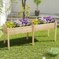 thumbnail image 2 of Costway Outdoor Raised Garden Bed with Legs 73x23x30in Wood Planter Box with Divider Panel Beige, 2 of 10
