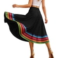 thumbnail image 2 of Kilaqueen Women's Dance Maxi Skirt with Colorful Striped Hem, Elastic Waist Flowy Long Skirt for Ballroom, Folk Dance, Performances and Festivals, 2 of 7