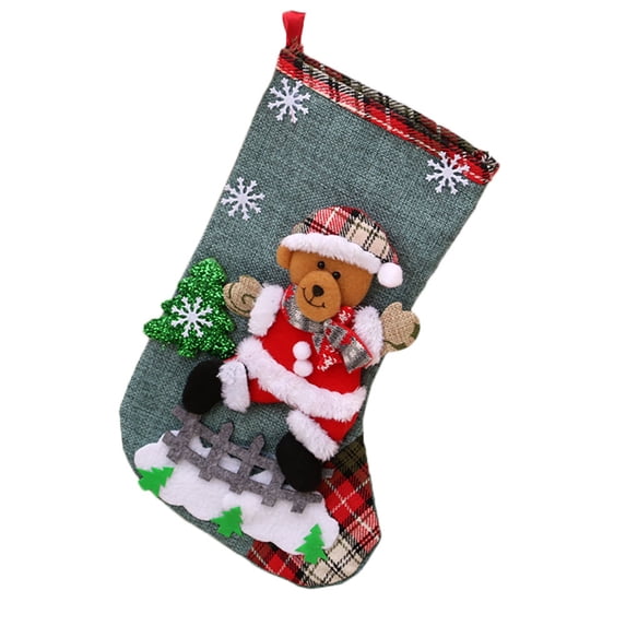 Christmas Linen Large Size Stocking Gift Holders Holiday Party Christmas Fireplace Decorations