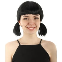 HPO Adult Unisex K-drama Survival Game TV Show Doll Cosplay Costume Pigtail Wig, Soft Synthetic Fibers Wig