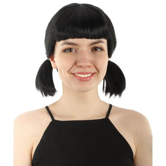 HPO Adult Unisex K-drama Survival Game TV Show Doll Cosplay Costume Pigtail Wig, Soft Synthetic Fibers Wig