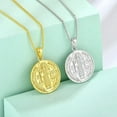 thumbnail image 4 of FJ 18k Gold Plated St Benedict Necklace 925 Sterling Silver Patron Saint Benedict Medal Pendant Amulet Protection Religious Jewelry for Men Women, 4 of 7