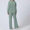 thumbnail image 2 of Long Sleeve Pajama Set Button Up Top with Wide Leg Pants Pocket Design, 2 of 4