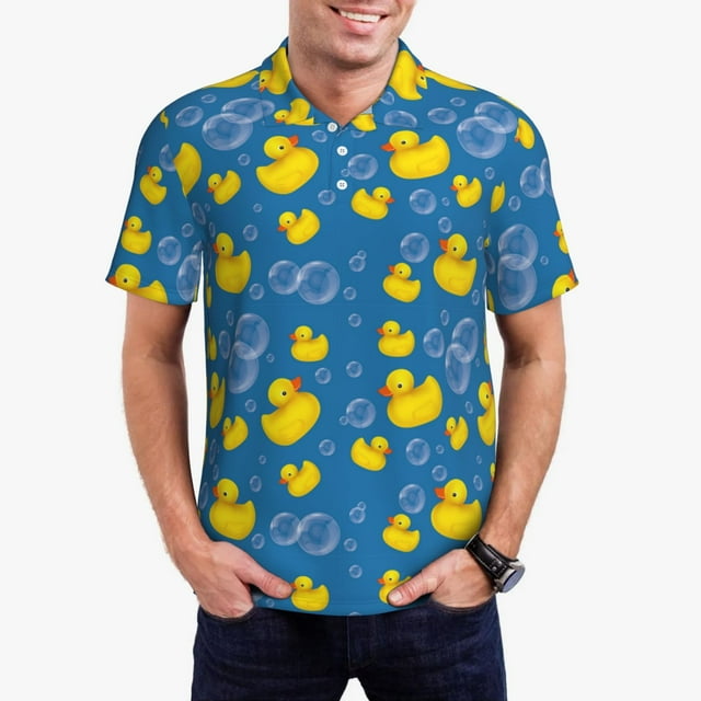 Balery Rubber Duck Camisa Polo de Hombre con Estampado, de Manga Corta y Tejido Medio, Camisa Tipo Golf Polo-XX-Large