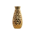 thumbnail image 1 of Ceramic Round Bellied Vase with Embossed Wave Design Body, Gold, 1 of 1
