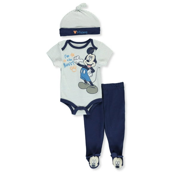Disney Mickey Mouse Bodysuit, Pants, and Hat Layette Set (Baby Boys)
