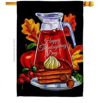 Breeze Decor H113105-BO 28 x 40 in. Thanksgiving Pie House Flag with Fall Double-Sided Decorative Vertical Flags Decoration Banner Garden Yard Gift
