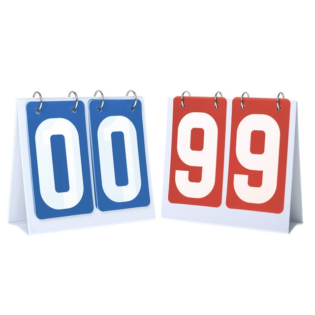 GOGO 2 Sets Portable Flip Scoreboard for Sports Game - Count from 00 to 99 (1 Blue + 1 Red)