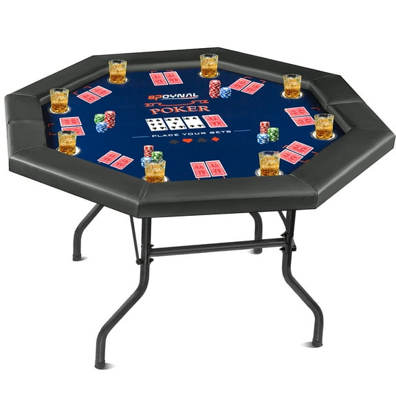 Foldable Poker Table for 8 Players with Soft Padded Armrests