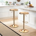 thumbnail image 2 of Backless Metal Bar Stools Set of 2, 360 Swivel Round Bar Stool, Adjustable Counter Height Chair for Kitchen Island,Cafe,Dining Room Stool(Gold), 2 of 9