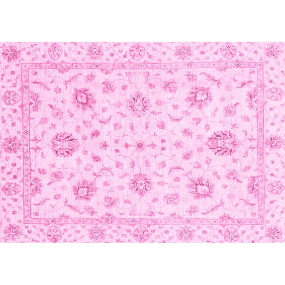 Ahgly Company Indoor Rectangle Oriental Pink Modern Area Rugs, 7' x 9'