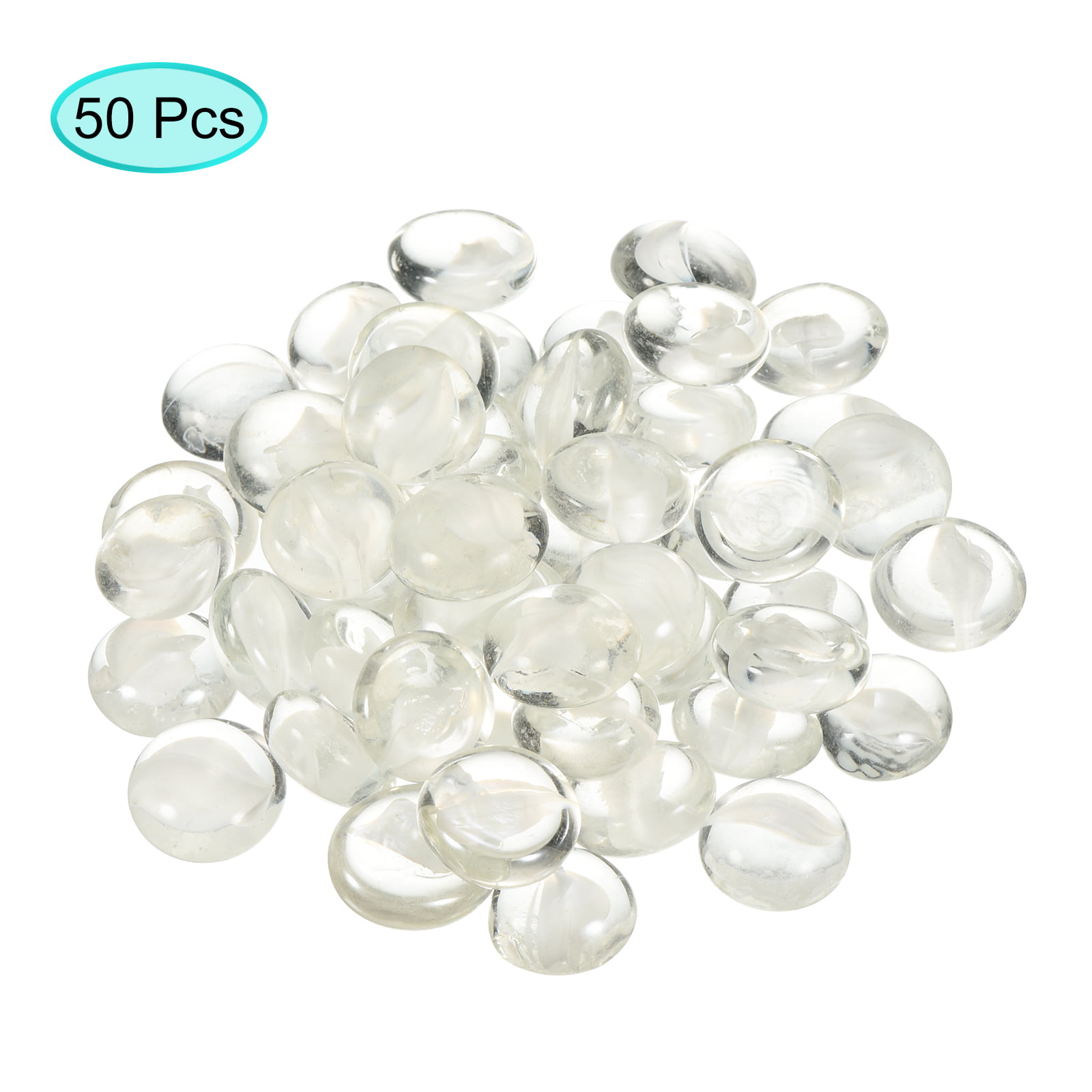 30 Lb. Flat Glass Marbles/Pebbles for Vase Filler Etc (Clear, 0.65 ~2700  PCs)