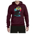 thumbnail image 2 of Cool California Beach Kitten Silhouette Sun Cat | Mens Cat Lover Hooded Sweatshirt Graphic Hoodie, Maroon, 2XL, 2 of 4