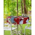 thumbnail image 4 of Christmas Tablecloth with Umbrella Hole and Zipper Red Snowman Round Outdoor Tablecloths 54 Inch Table Cloths Snowflake Patio Table Cloth Cover for Holiday Party Yard Garden Cafe, 4 of 5