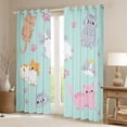 thumbnail image 2 of Cat 30%-50% Blackout Curtains 42"Wx84"L Cartoon Cats Curtains & Drapes Bedroom Cute Pet Animal Window Curtains,Pink Kawaii Cat Paw Print Window Treatments 2 Panels Teal Grey Yellow, 2 of 6