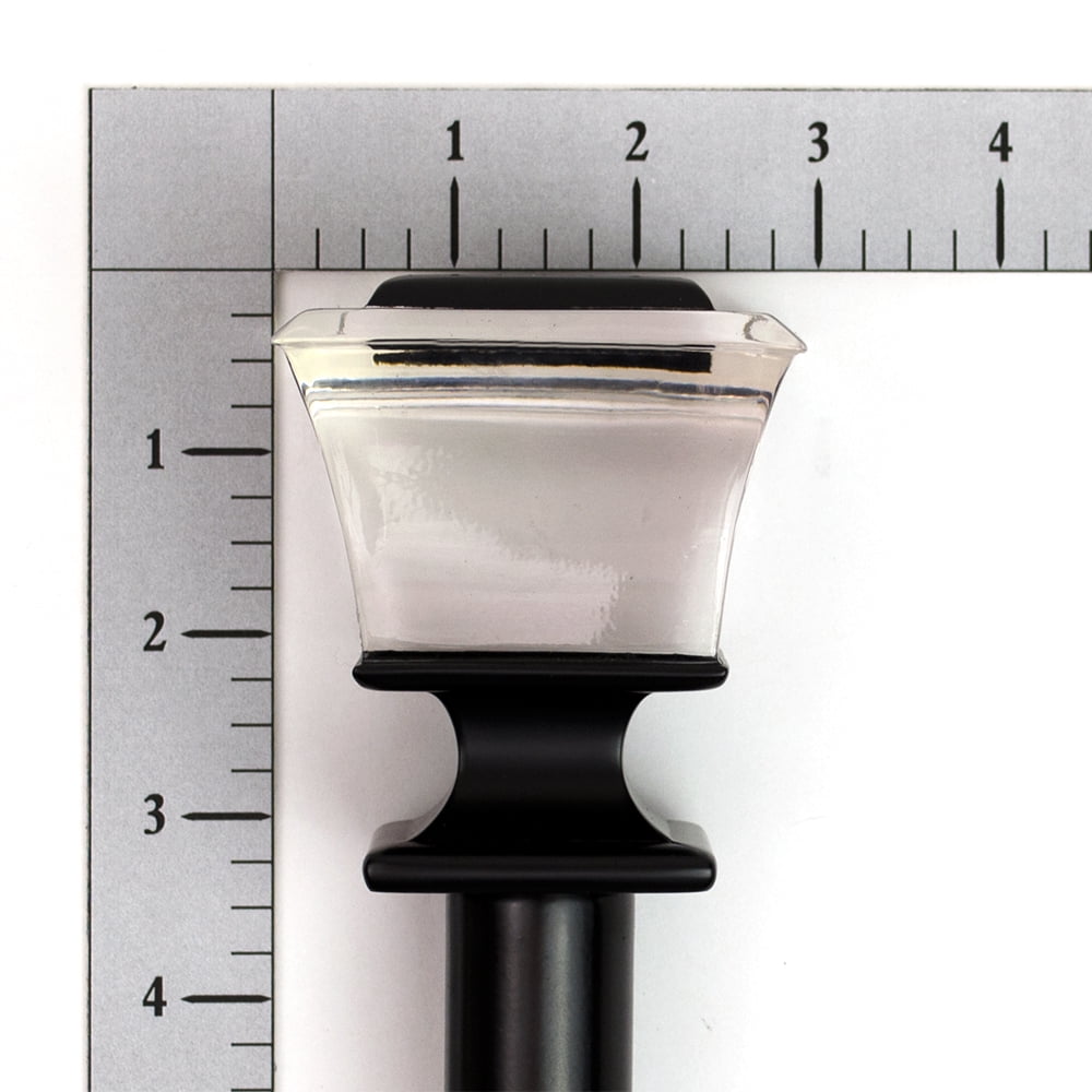 Lumino 1" and 5/8" Black/Acrylic Alice Square Adjustable Double Curtain Rod Set, 42"-120"