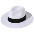 thumbnail image 1 of Lanzom Sombrero enrollable Panamá de paja de ala ancha para mujer Fedora Beach Sun Hat UPF50+, 1 of 5