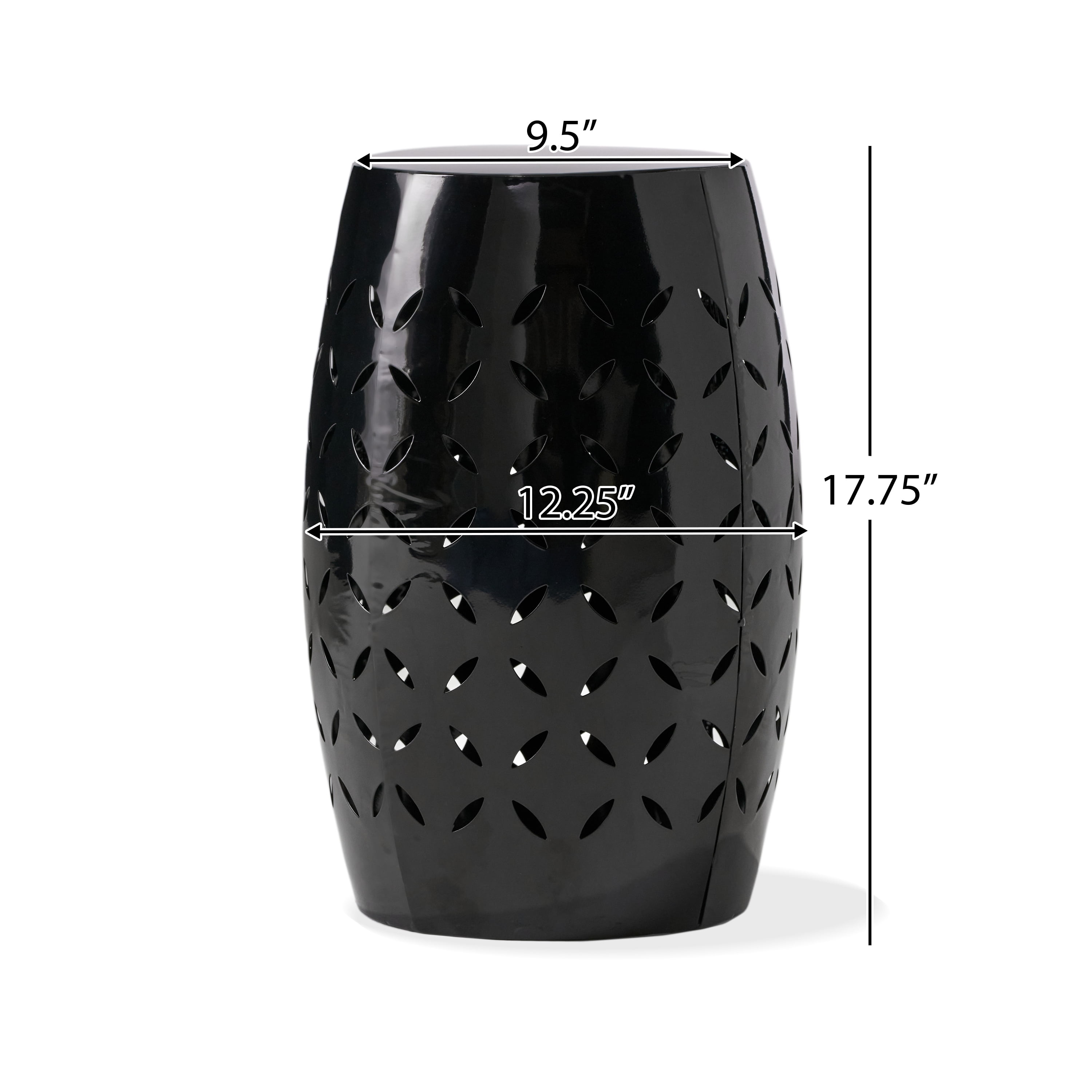 Euroco Lilac 12" Accent Side Table, Cylindrical Design End Table for Living Room, Family Room, or Entryway, Industrial Style,Coffee Side Tables for Indoor Outdoor, Black Color