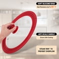 thumbnail image 4 of RYLZX Universal Lid for Pots, Pans and Skillets, Pot Lid With Heat Resistant Silicone Rim and Tempered Glass,Fits 10", 11", 12" Diameter Pots and Pans-Red, 4 of 7
