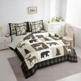 thumbnail image 3 of Feelyou Farmhouse Lodge Cabin Twin Bedding Sets 7-Piece, Jungle Bear Deer Animal Bedding Comforter Set, Western Countryside Reversible Sheet Sets, Wheat Brown Lightweight Room Decor, 3 of 7