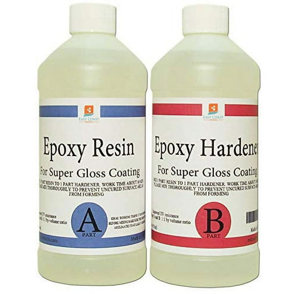 East Coast Resin Epoxy 32 Oz Kit Crystal Clear for Super Gloss Coating and Table Tops