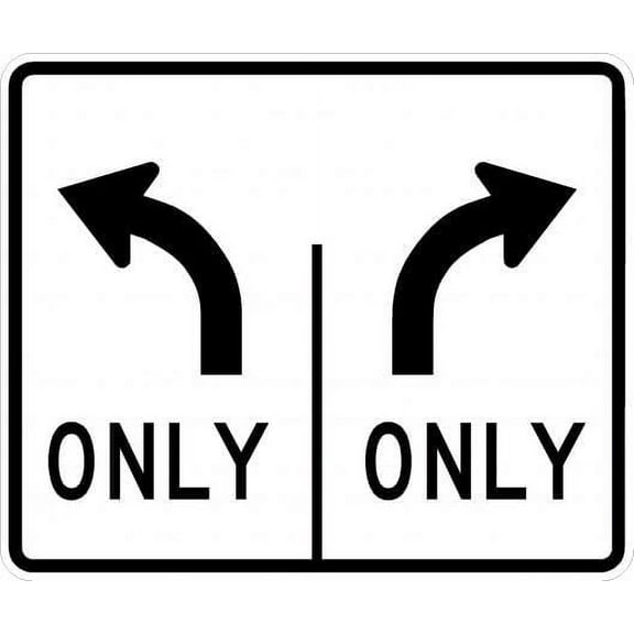 Left and Right Turn Only Sign Regulatory Traffic Signs Metal - Caution Safety Warning Security Signs Indoor & Outdoor Size: 12 x 16 inch