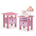 thumbnail image 3 of Furinno Andrey End Table Nightstand with Bin Drawer, Set of 2, Pink, 3 of 5